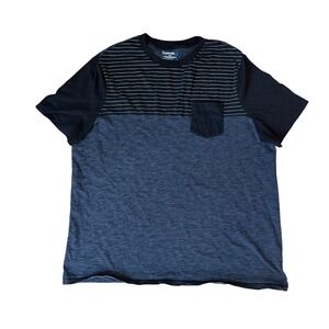 Tony Hawk Mens XXL Striped Colorblock Pocket T-Shirt Black Gray Short Sleeve Tee